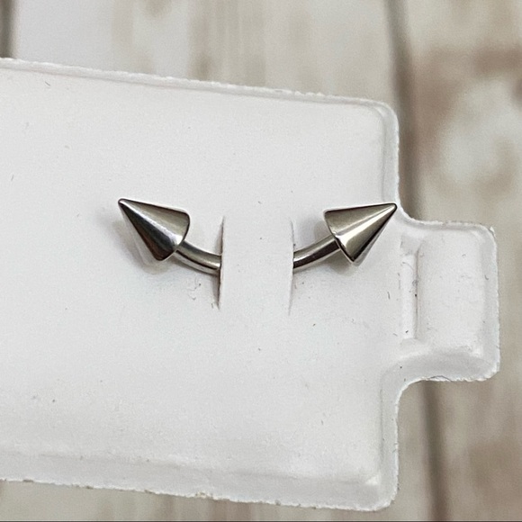 316L Stainless Steel Cone Bent Barbell Piercing - Picture 3 of 8